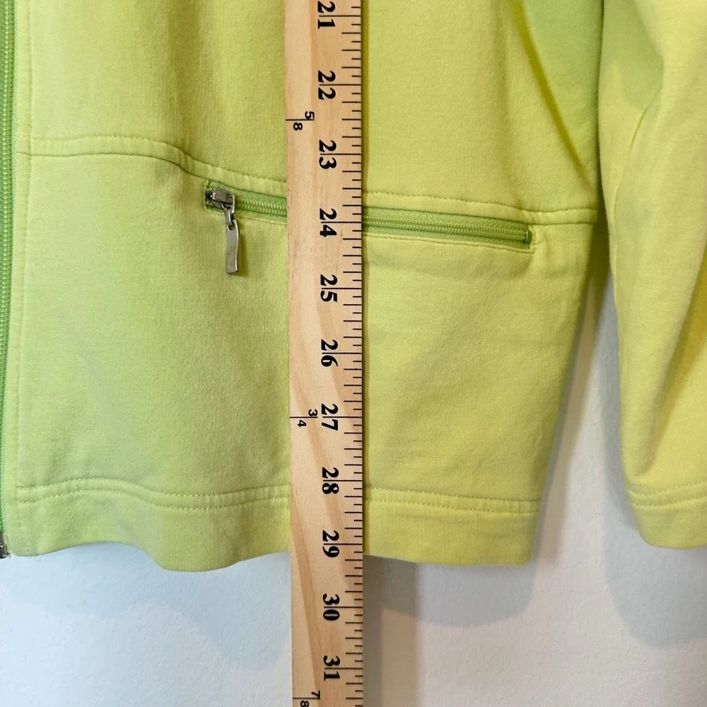 Talbots Women's co-ord Set P1X Lime Green Zip Jacket Capri Tracksuit Relaxed Fit